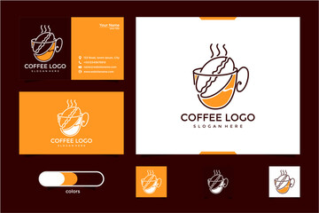 Branding Set For Coffee Shop With Pixel Art Coffee Logo And Business Cards