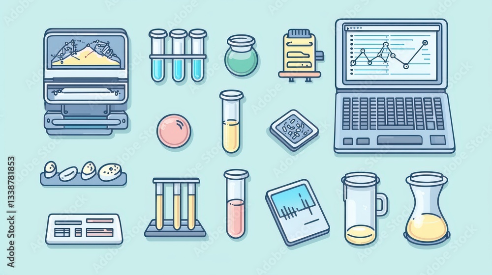 Poster illustrating research workflow graphics step-by-step visualizations for scientific projects