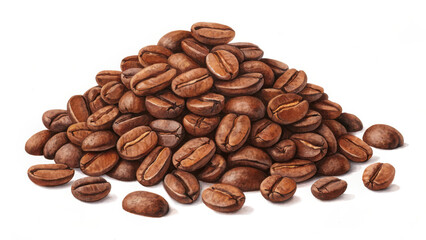 Naklejka premium Pile of coffee beans isolated on white or transparent background
