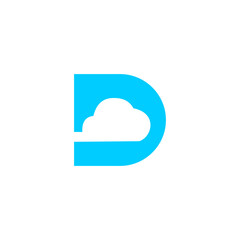 Bright Blue Cloud D Letter Logo