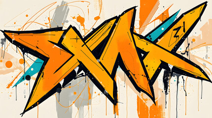 Graffiti Abstract Geometric Pattern - Customizable Urban Street Art with Zigzag Shapes, Grunge Texture, and Vibrant Colors