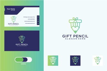 Business Card and Logo Design Set with Gradient Pixel Art Style