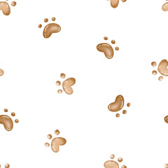 Paw tracker print seamless background. Cat and dog footprint pattern