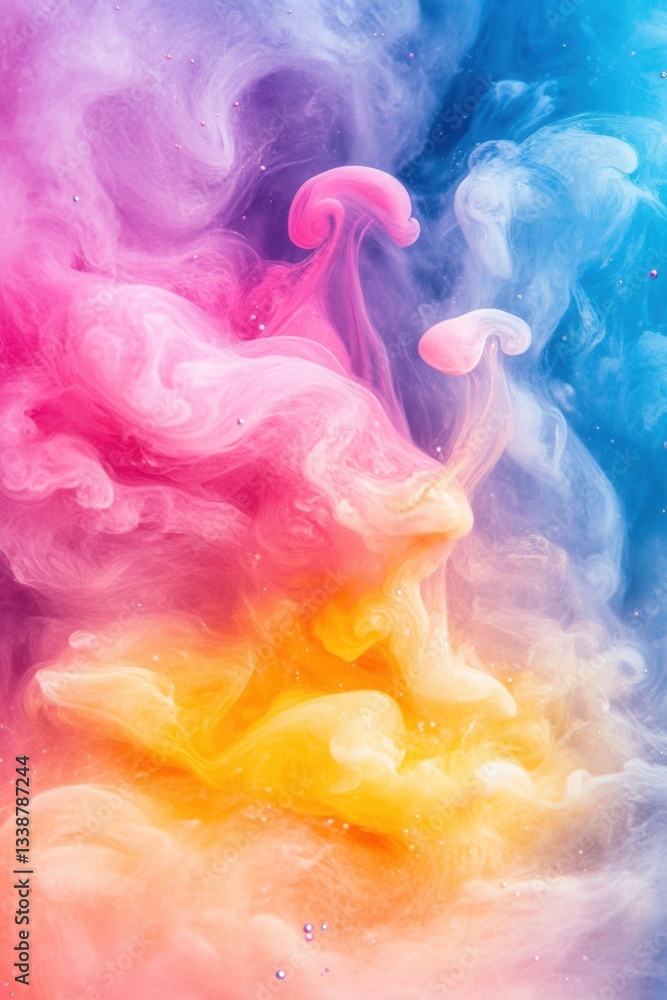 Poster ethereal dance of vibrant colors in liquid suspension creating a mesmerizing abstract artwork with f