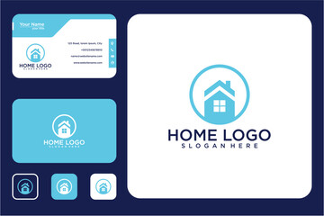 Business Card Design Set With House Logo