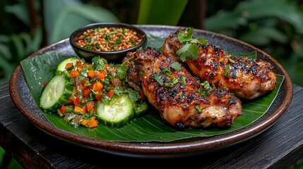 Embark on a culinary adventure with these tantalizing Thai-style spicy grilled chicken wings, a symphony of flavors that dance upon your palate Each wing is meticulously marinated in a vibrant blend