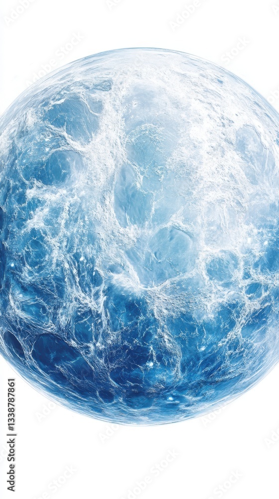 Poster stunning blue planet texture on white backdrop abstract globe with detailed surface and atmospheric 