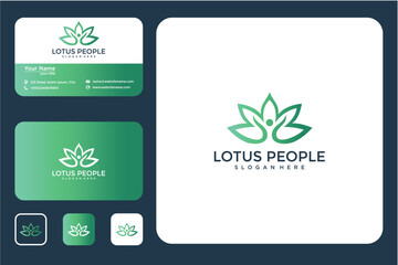 Business Card Design Set With Lotus Logo