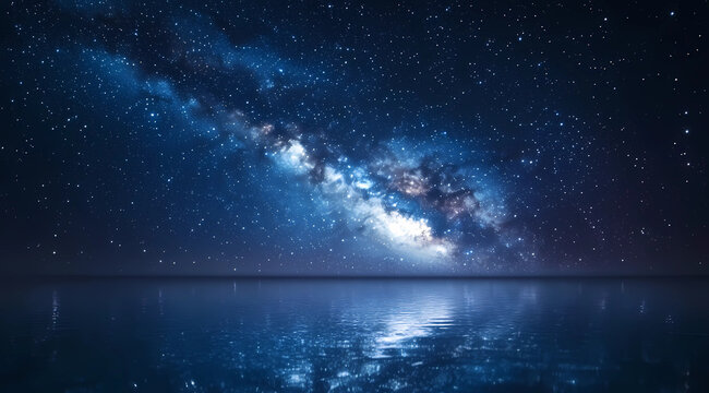 The sky is dark and the stars are shining brightly