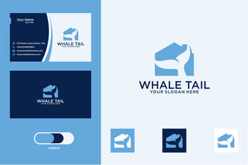 Business Cards With Whale Tail Logo Design Variations