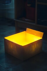 Glowing Yellow Container Emitting Soft Cinematic Lighting