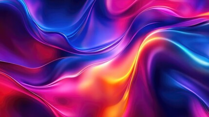 Abstract Colorful Waves Background, Vibrant Pink Purple Blue Orange Gradient Texture of a Design Image Generated by Artificial Intelligence (AI) Tool. An Illustration of Colorful, Flowing, Abstract
