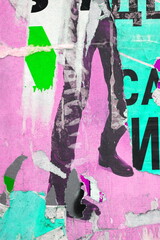 Old colorful ripped torn grunge posters and backgrounds creased crumpled paper backdrop surface...