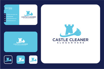 Obraz premium Castle Cleaner Logo Design Branding Template
