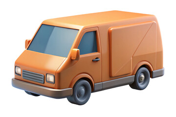 Cartoon Orange Delivery Van 3D Render Illustration