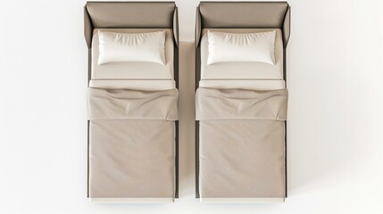 two single bed topview with whitebackground