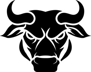 Bull logo. Angus icon. Taurus illustration design. Cow head mascot. Steakhouse, bbq or grill logotype. Suitable for ranch, steakhouse, restaurants, farms, meat and cattle.