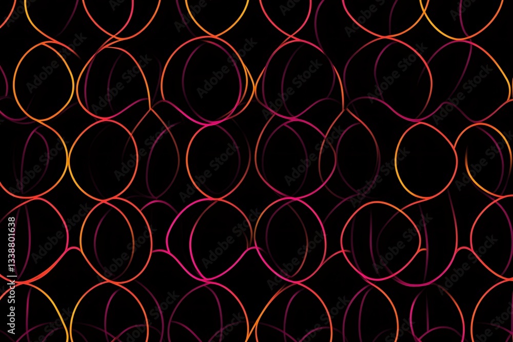 Poster intertwined luminous circles pattern on a deep backdrop, radiating an engaging graphical ambiance