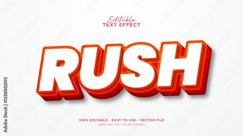 Fototapete editable red 3d text effect, bold text style effect