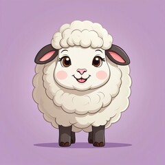 Mascot of cute sheep. Cartoon flat character vector illustration