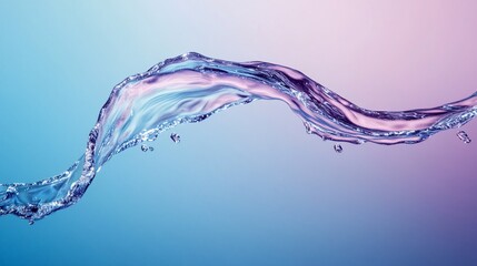 Abstract Flowing Water with Gradient Background in Blue and Pink, liquid, splash, purity