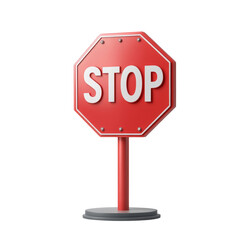 Stop sign with red octagon and white bold letters on a pole