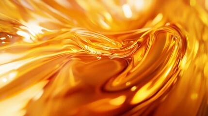 Abstract golden liquid waves shimmering in light creating a textured surface