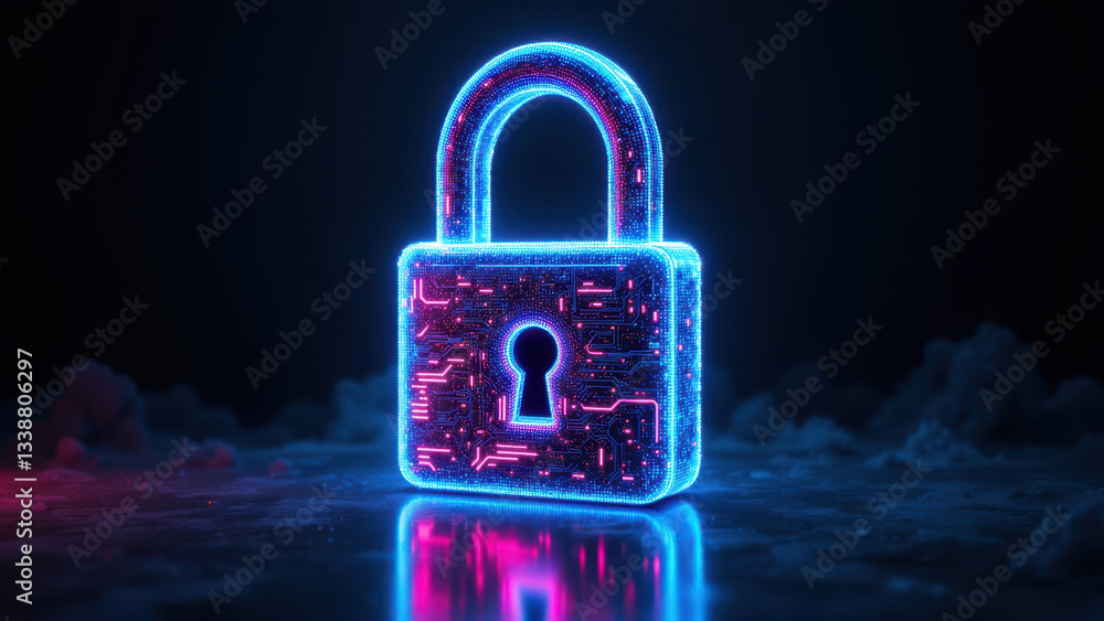 Poster secure digital lock with cybernetic technology.