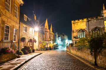 Fototapeta premium Evening architecture of Barn Hill road in Stamford. England