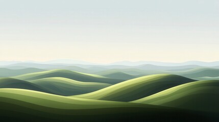 Serene Rolling Hills Abstract Landscape of Tranquil Green Meadows