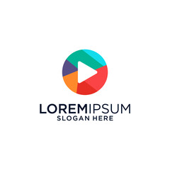 Colorful Abstract Play Button Logo Design