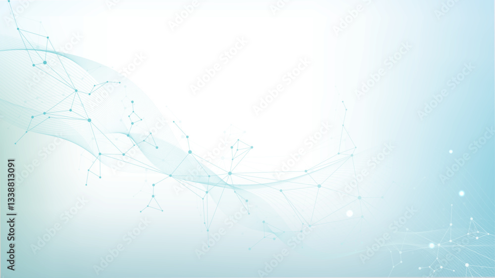 Poster modern abstract molecules structure for science or medical background. dna helix or atom visualizati