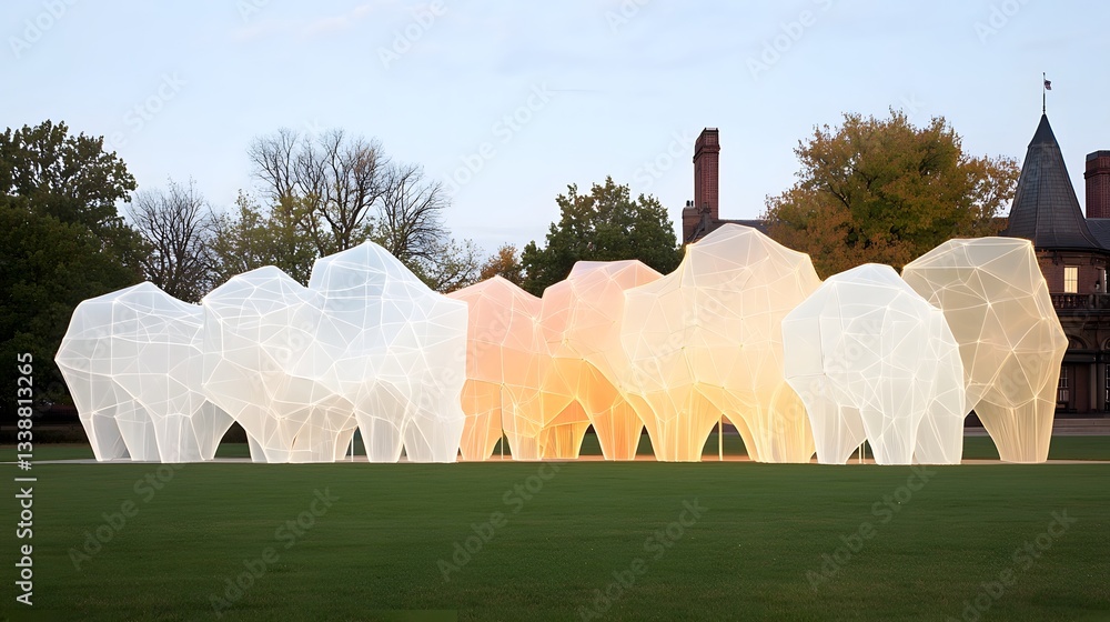 Aufkleber futuristic ai powered bioengineered tree clusters designed to serve as self sustaining eco friendly 