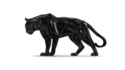Fototapeta premium Geometric Black Panther Design in Low Poly Style
