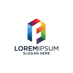 Colorful Geometric Letter F Logo Design