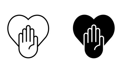 hand palm with heart icon vector