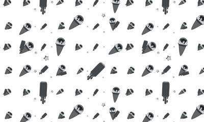 Ice Cream and Popsicle Seamless Pattern with Summer Vibes on a White Background