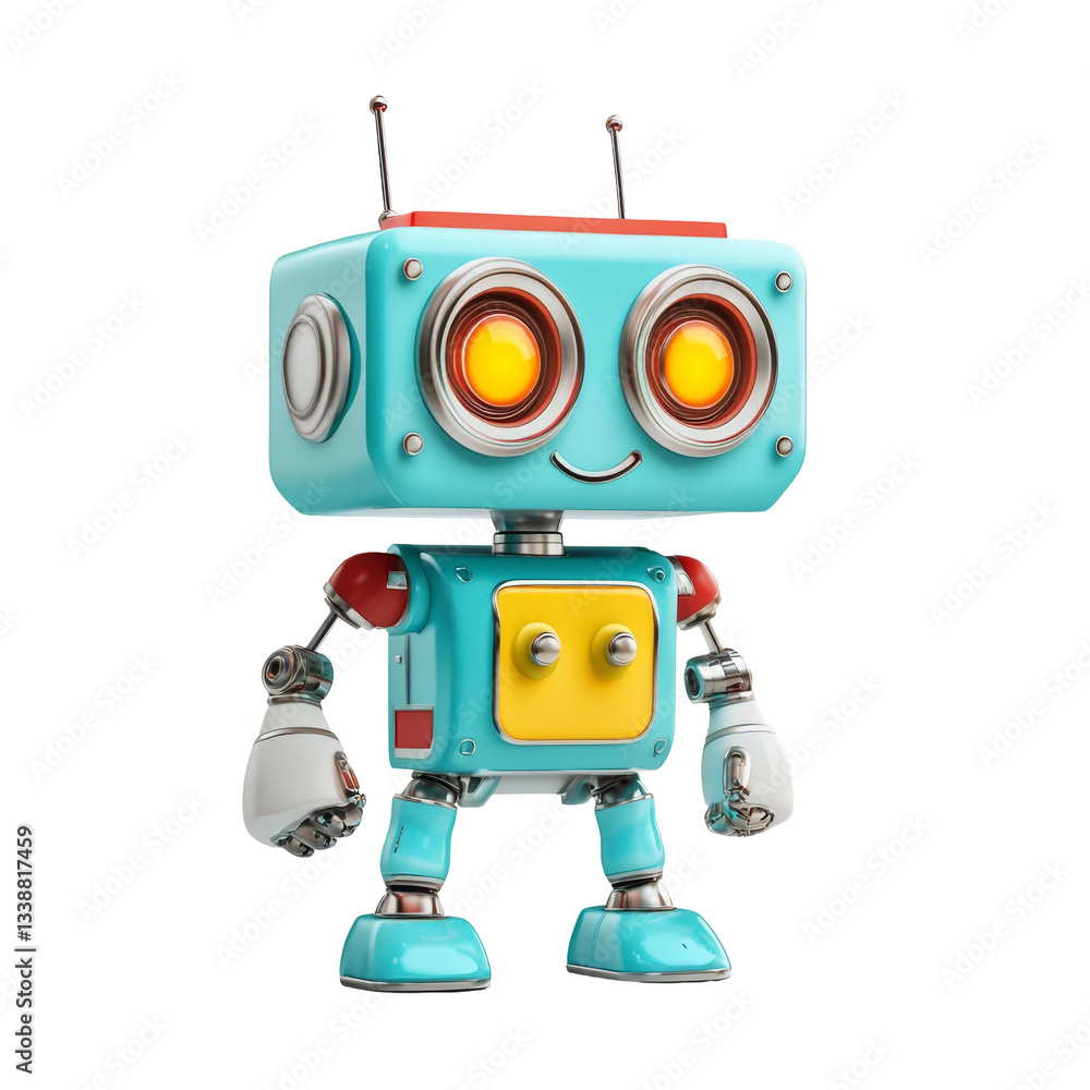 Aufkleber cute robot companion with colorful features and friendly expression