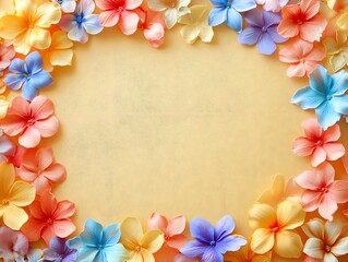 Background with flowers scattered around the frame edge