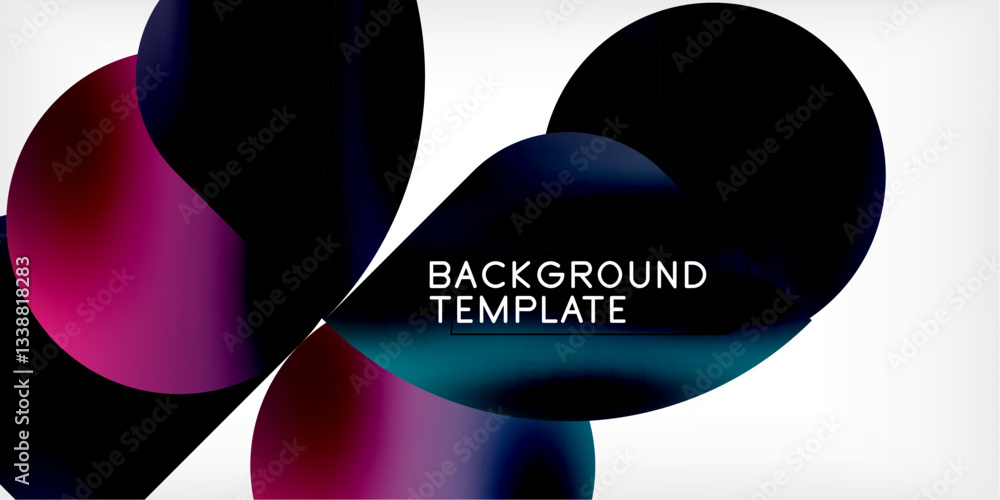 Poster Bright circles with shadows abstract background