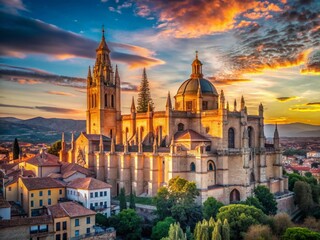 Fototapeta na wymiar Segovia Cathedral Spain - Late Gothic Architecture, Majestic Spanish Cathedral