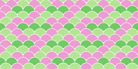 Vibrant pink and green fish scale pattern.  Perfect for textile design, website backgrounds, or playful branding. This cheerful, seamless texture evokes feelings of spring, nature, and femininity.