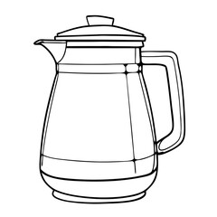 Fototapeta premium Glass teapot outline drawing with lid and handle 