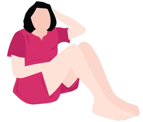 Relaxed Moments. A minimalistic digital illustration of a girl sitting comfortably in a relaxed pose, dressed in a casual pink outfit. Perfect for themes of self-care, relaxation, and mindfulness