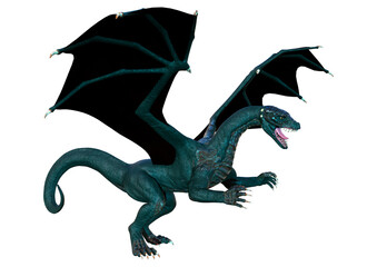 3D Rendering Fairy Tale Dragon on White