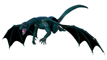 3D Rendering Fairy Tale Dragon on White