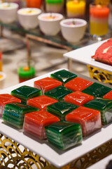 Colorful Ramadan agar jelly dessert, captured on March 17, 2025. This sweet and refreshing treat is perfect for iftar, featuring vibrant layers and a smooth texture
