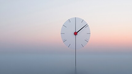 Minimalist Clock Sunrise Scene.