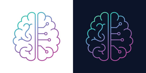 Artificial Intelligence AI Chip in Human Brain. Artificial Intelligence icon with Machine learning, digital skills, generative AI, AI technology, algorithm, virtual intelligence and future