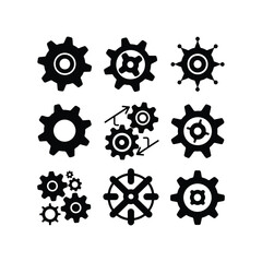 Gear solic icon Cog Gear icon vector flat sign isolated on white Gear setting icon set. Cog wheel icon. Gear wheel icon. Gear setting icon collection gear icon